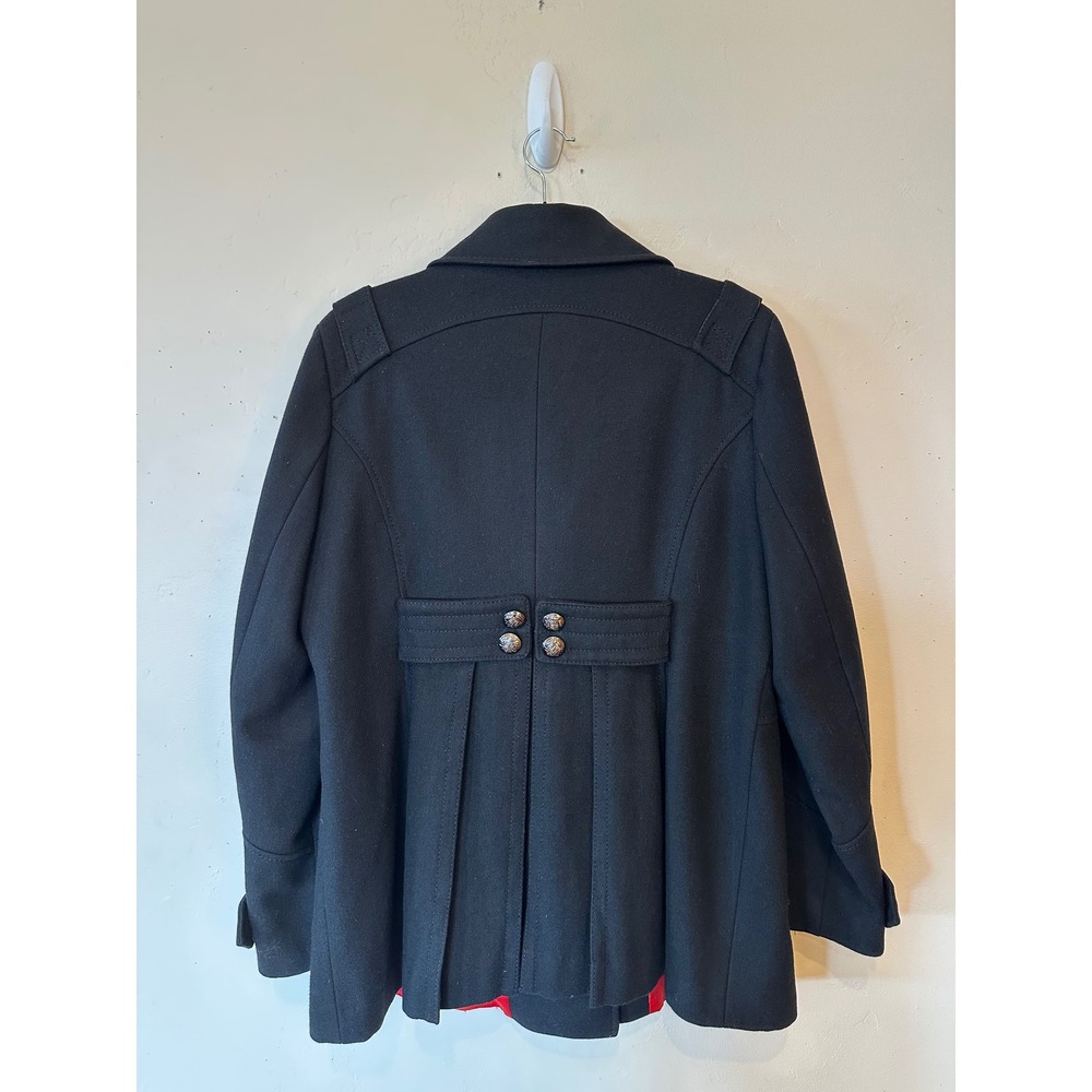 Vintage Miss Sixty M60 Black Wool Blend Peacoat Red Satin Lining Gothic Y2K XL - Picture 10 of 16